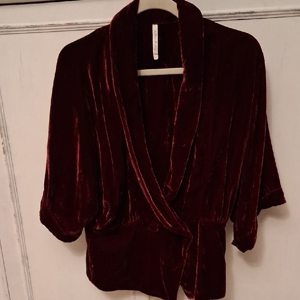 Willow & Clay Burgundy Velvet Wrap Blouse